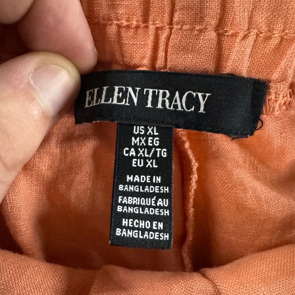 Ellen Tracy Linen Blend Drawstring Waist Shorts‎ Peach Coral Women's XL - Picture 4 of 7